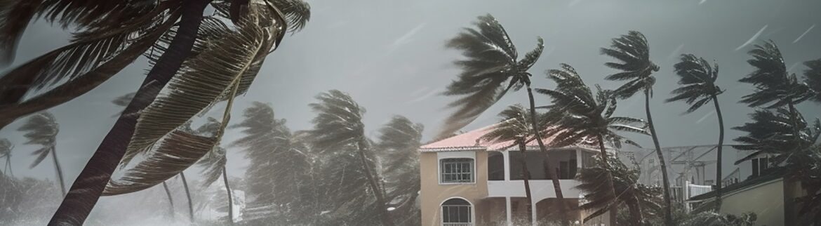 strong wind hurricane island flood disaster